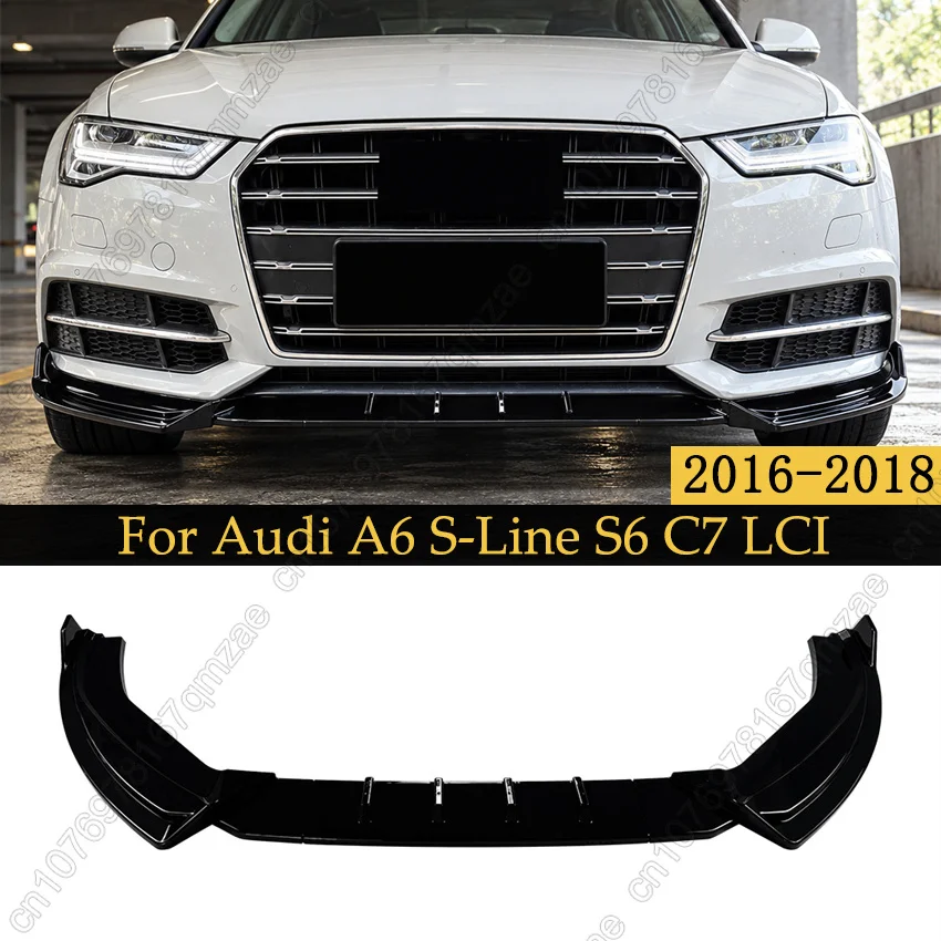 Front Bumper Splitter Lip Diffuser Spoiler Guard Trim ABS For Audi A6 S-Line S6 C7 Facelift Saloon Avant 2016 2017 2018 Tuning