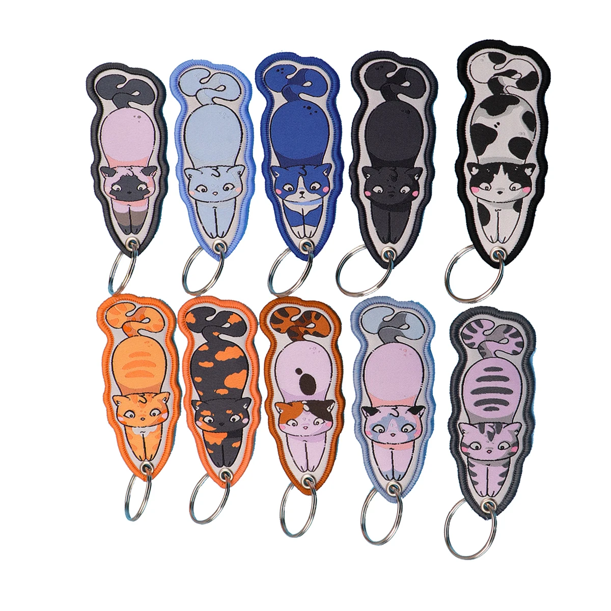 Cute Cartoon Embroidered Keychains Key Tags Motorcycles Cars Key Holder Backpack Pendant For Men Women Gift Keyrings Accessories