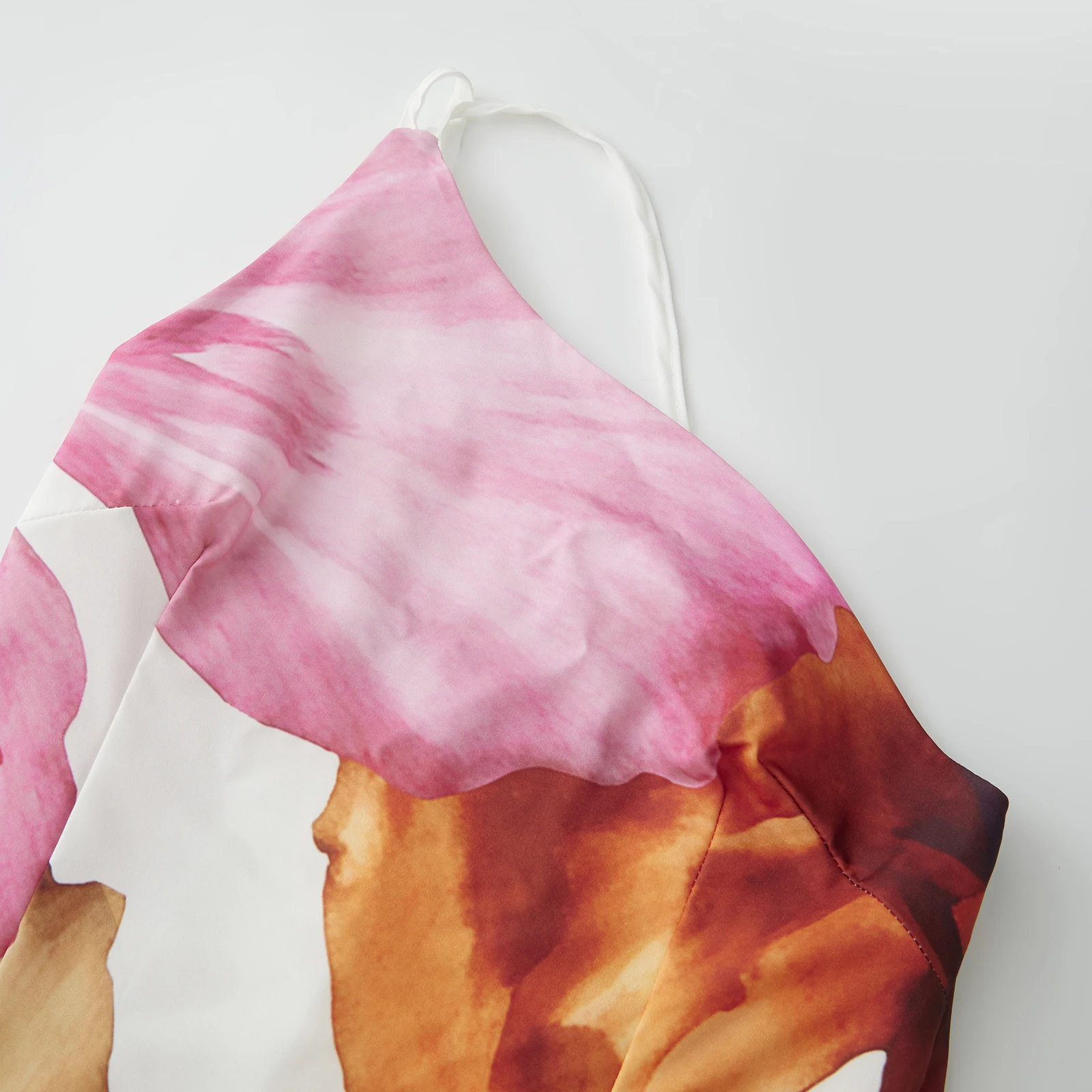 Nuova collezione Abito estivo da donna slim fit lungo a canotta senza maniche con stampa floreale Abiti da spiaggia aperti sul retro con una spalla