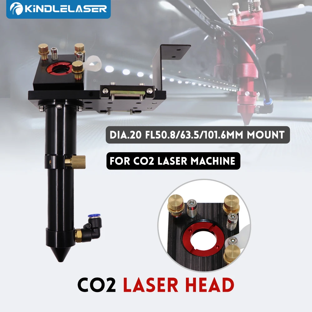 Testina Laser CO2 KINDLELASER Dia.18 FL38.1 e Dia.20 FL50.8 / 63.5/101.6mm supporto per macchina da taglio per incisione Laser (nero)