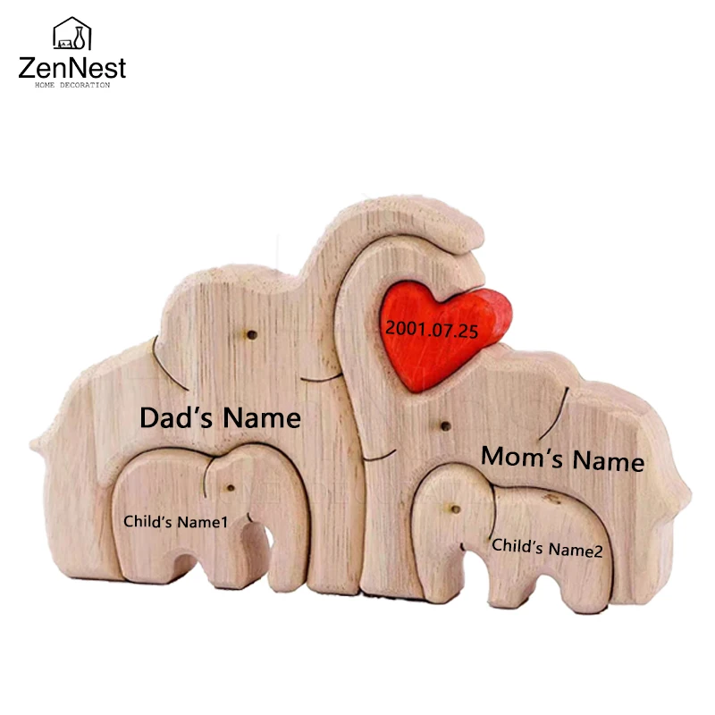 Elefant Home Custom Name Puzzle Ornament DIY Holz Elefant Puzzle Home Decor Kostenloses individuelles Geburtstagsgeschenk Thanksgiving-Geschenk – Detail 10