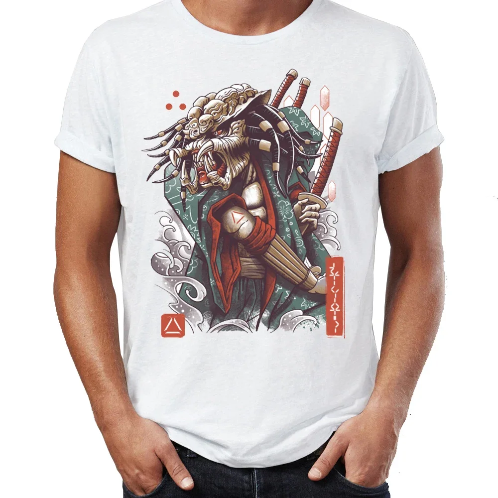 Printed Tees Tops Harajuku Fashion Men's t-shirt Samurai Japanese Painting Predator Artsy Awesome Artwork graphic t shirts