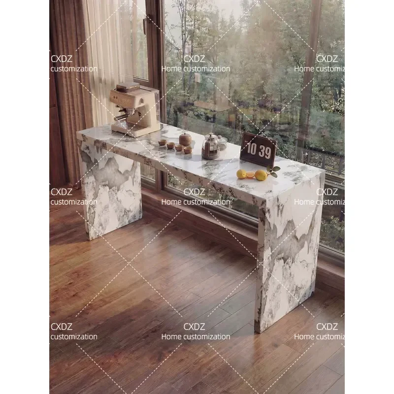 Rock Slab Island Dining  Integrated Household Bar  Open Kitchen Guide Table Small Apartment Living Room