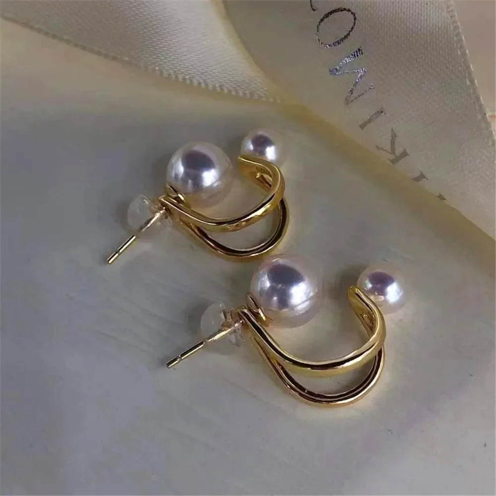 925 Silver Pearl Beads Stud Earrings Setting Base Diy Jewelry Making Findings&Components No Pearl E105