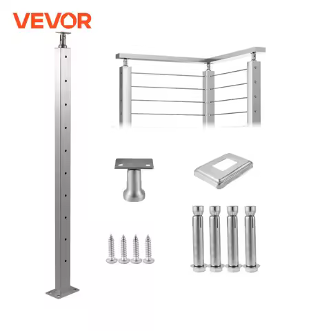 VEVOR Cable Rail Post Level Deck Stair Post Stainless Steel Brushed Finishing DIY Picket Deck Stair Railing Kit w/ Mount Bracket