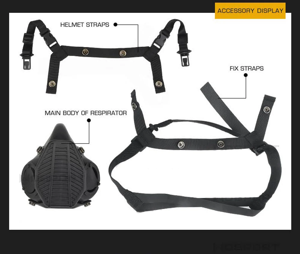 SOTR-Maske, spezielle taktische Atemschutzmaske, halbes Gesicht für Militar Paintball, Airsoft, CS, Cosplay, HEPA-Filtration, Partikel – Detail 3