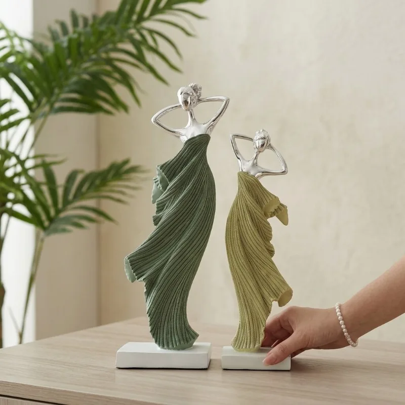 Elegant Dancing Lady Resin Statue Modern Abstract Woman Sculpture Figurine Art Craft Ornament Living Room Desktop Home Decor