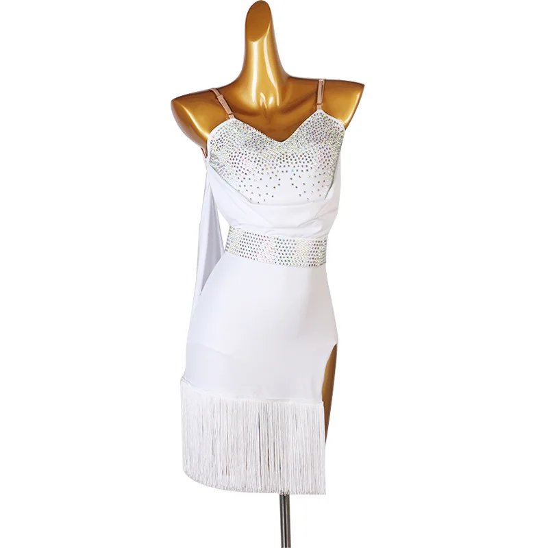 Latin Dance Performance Competition Dress Fringed Three-step Square Dance Skirt Multi-color L194