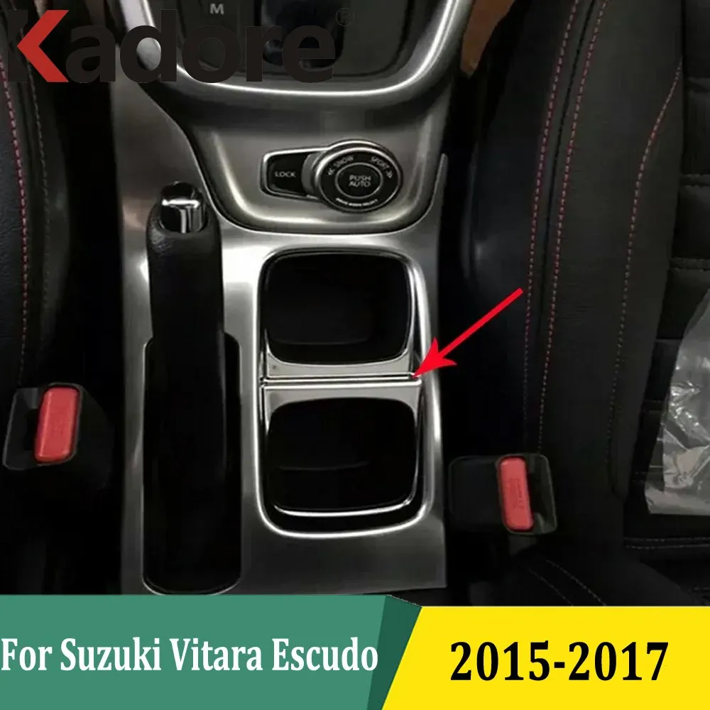 For Suzuki Vitara Escudo 2015 2016 2017 Matte Front Water Cup Holder Decorative Frame Cover Trim Sticker Styling Car Accessories