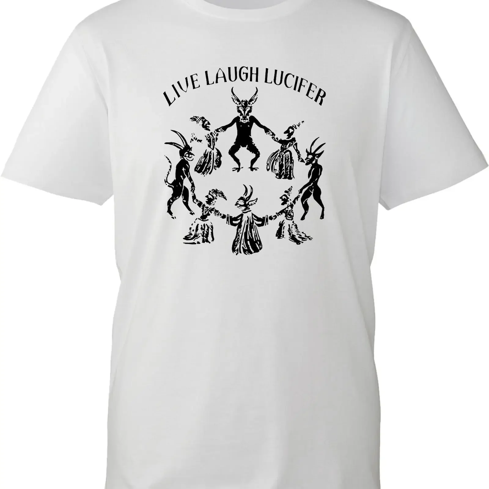 Live Laugh Lucifer T Shirt Funny Occult Parody Gothic Witchy Novelty vintage Washed Breathable Comfortable Soft Stylish