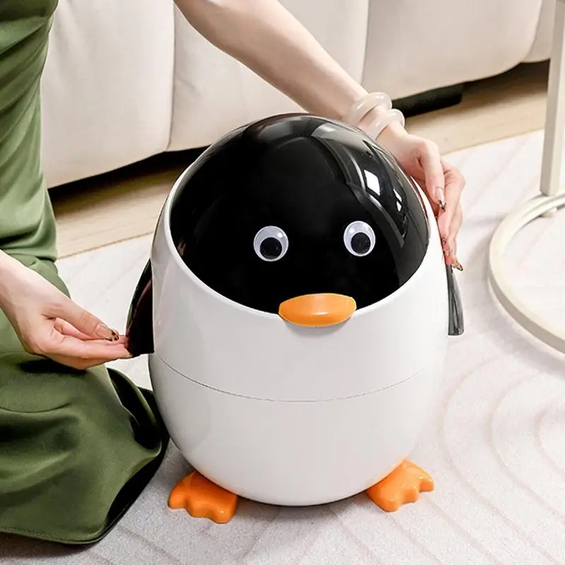 Penguin Trashcan Garbage Bin For Under Tables Penguin Trash Bin Desk Garbage Can Animal Shaped Trash Can Wastebasket For Car