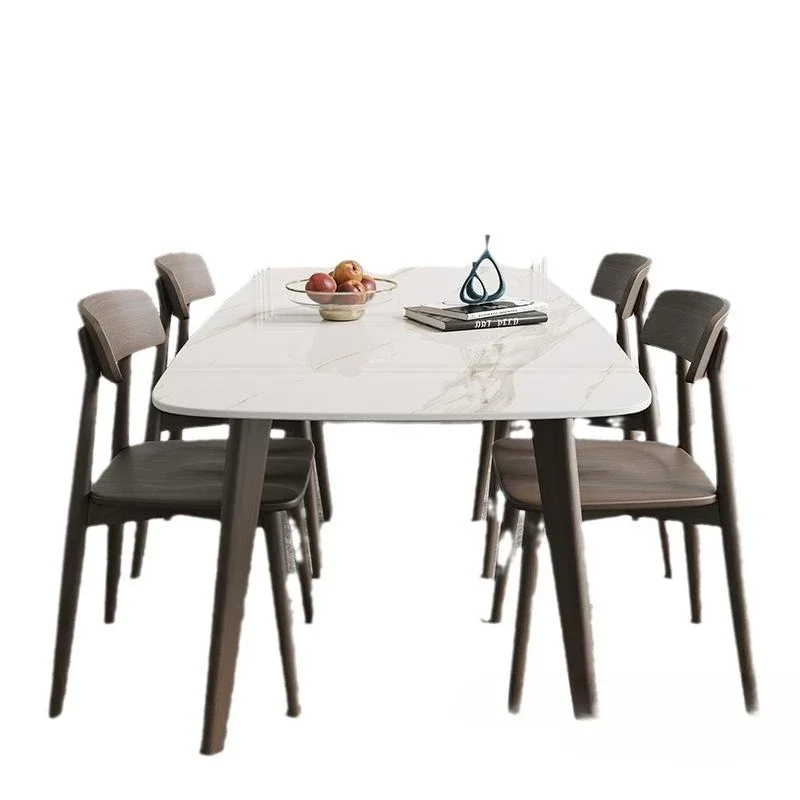 Rock slab solid wood dining table and chair combination, integrated simple modern household small apartment rectang