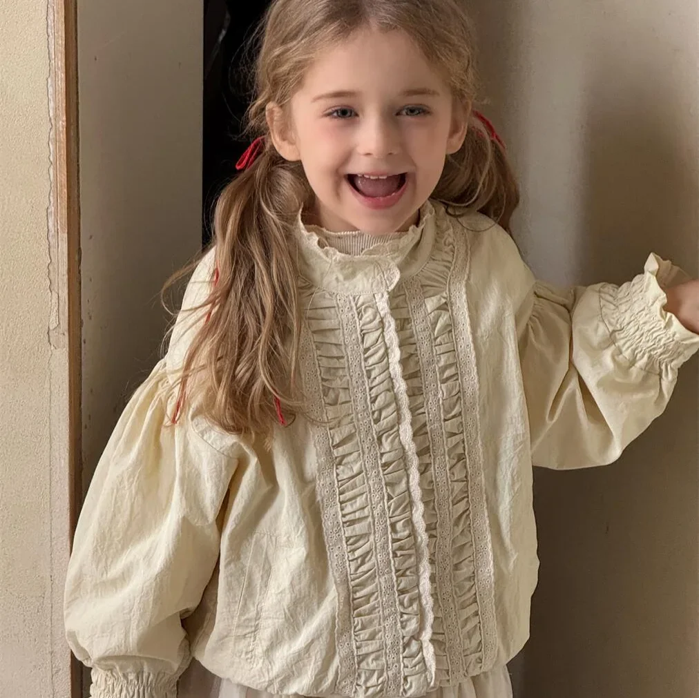 

Children's Clothing Korean Style 2025 Spring/summer New Girls' Outerwear Solid Color Western-style Lace Temperament Jacket