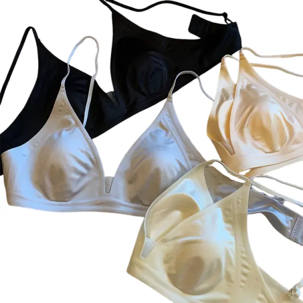 KUCLUT Nude, Seamless Smooth Undergarment, Light Luxury Mesh Fabric, Triangular Cup, Small Chest, Gathering Girl Bra