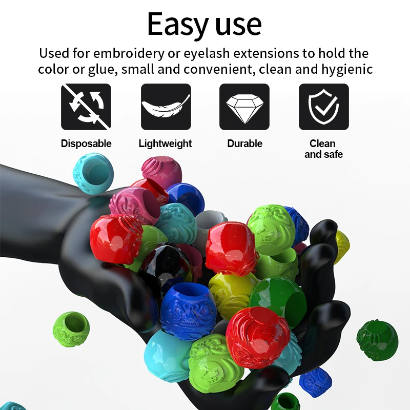 200pcs Tattoo Ink Cup Multiple Colors Creative Paint Cups with Base Tattoo Accessories Makeup Tool for Tattoo Ink