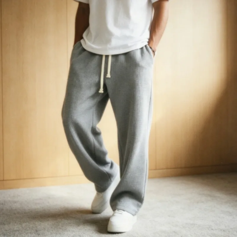 Men's Spring Autumn Loose Drop Crotch Wide Leg Sweatpants for Casual Sport and Daily Leisure Wear
