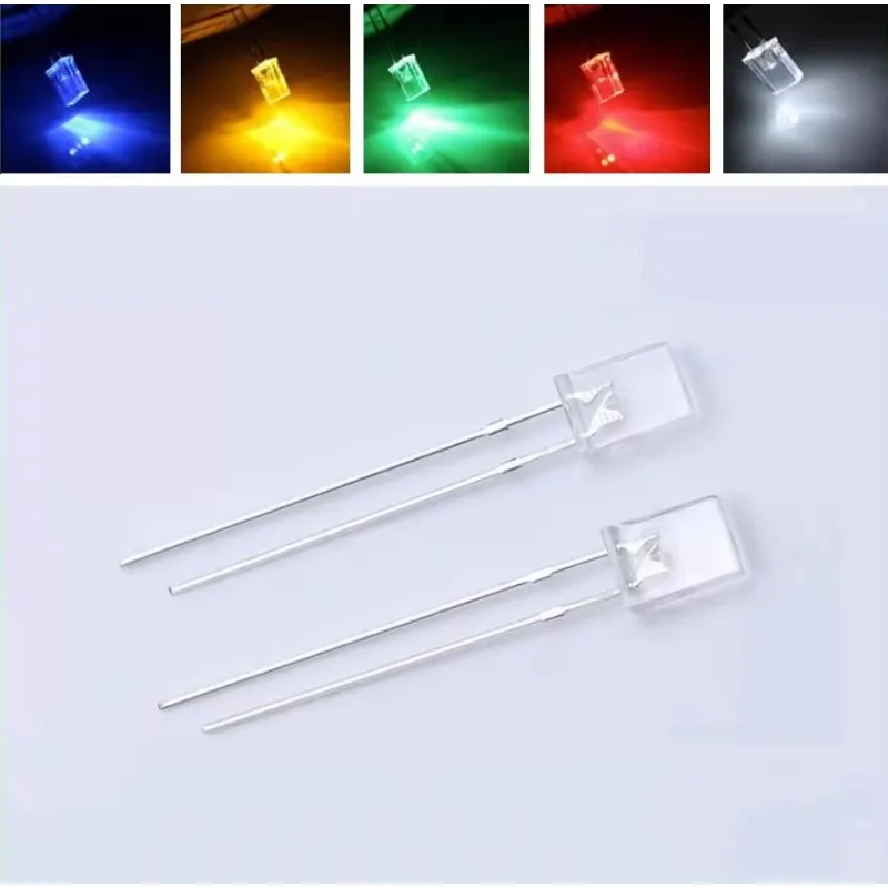 100pcs 2*5*7MM/2*3*4mm Square LED Transparent Lamp White light Green Blue Red Yellow clear Square top 2x5x7mm/2x3x4mm