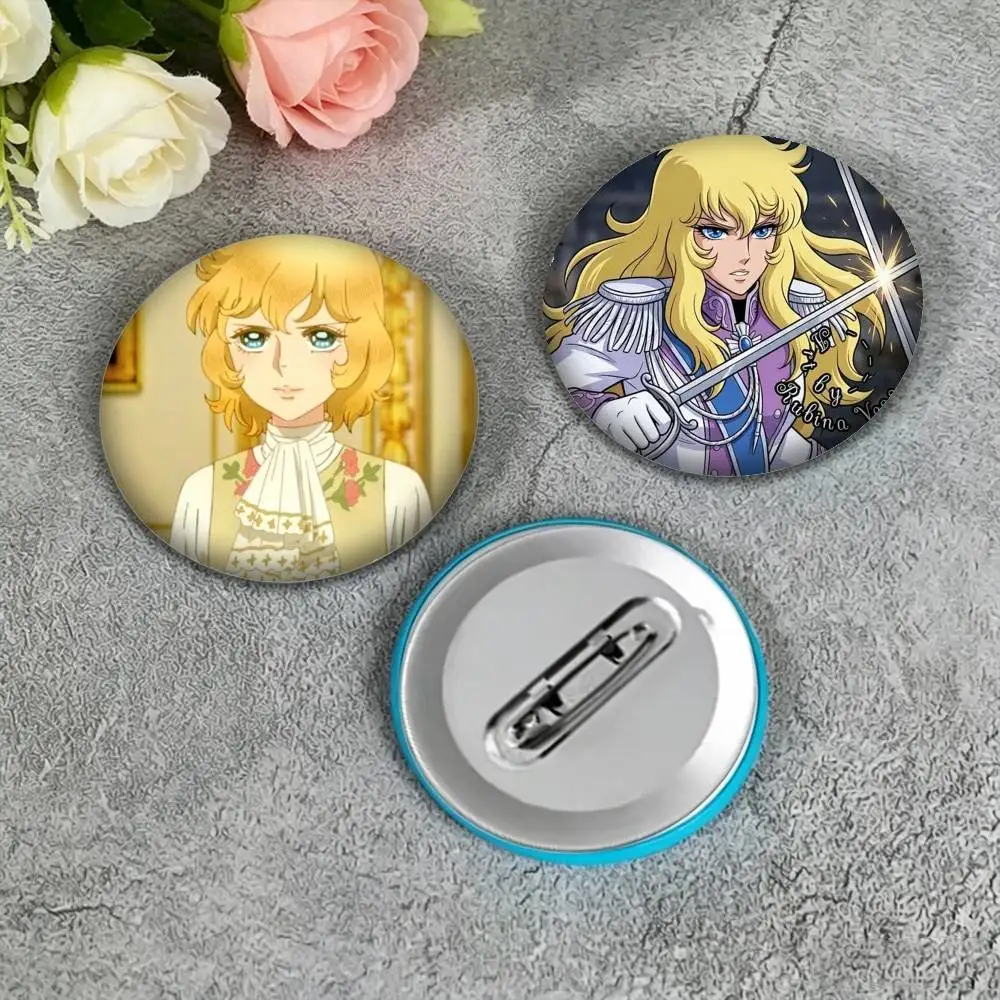 Rose of V-Versailles Lady Oscar Laser 25mm 32mm 44mm 58mm 75mm Brooches Badges Pins for Accessories Gift