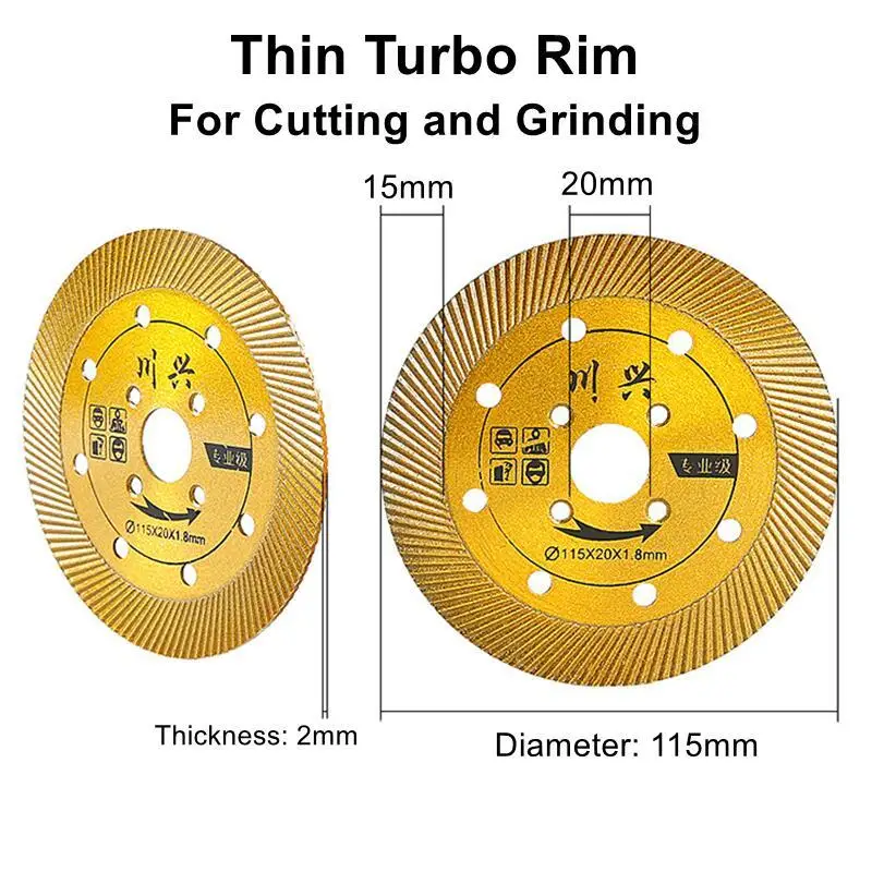 115mm Turbo Diamond Saw Blade Disc Super Thin Cutting Disc for Granite Marble Porcelain Tiles Circular Saw Grinding and Cutting