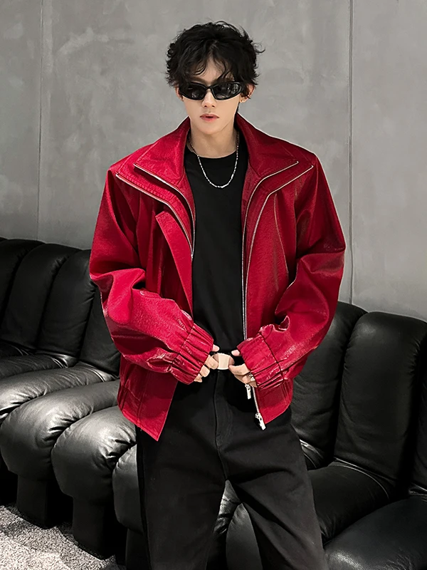 

Tangz Studio Men's ort Jaet oulder Pads Double Collar Nightclub Sle Polyester Fiber Light Luxury Faion Youth