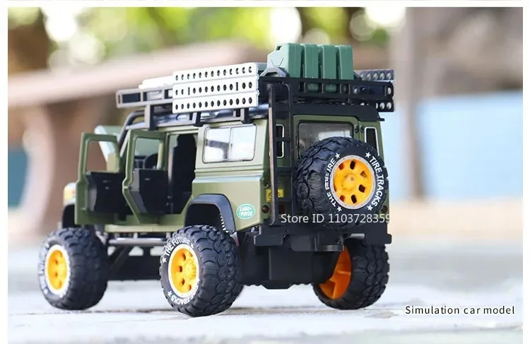 1:28 Camel Cup Land Rover Defender Modellauto Spielzeug Legierung Druckguss UNIMOG RV Geländewagen Sound Licht Türen geöffnet Kinder Geschenke – Detail 16