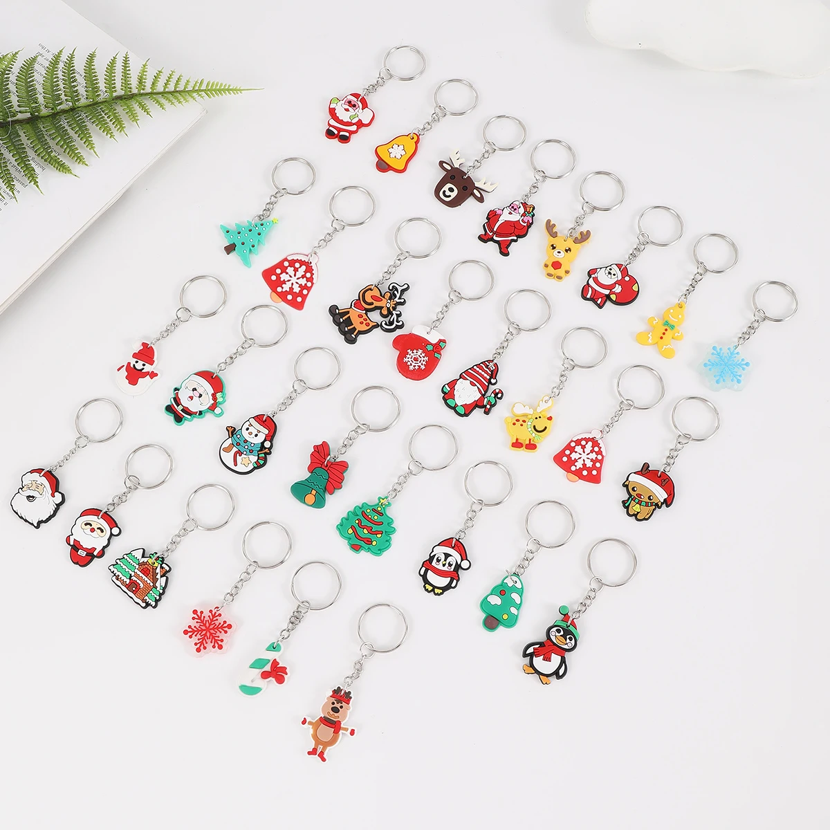 38pcs Cartoon PVC Christmas Keychain Key Ring for party gifts Christmas supplies back to school gifts