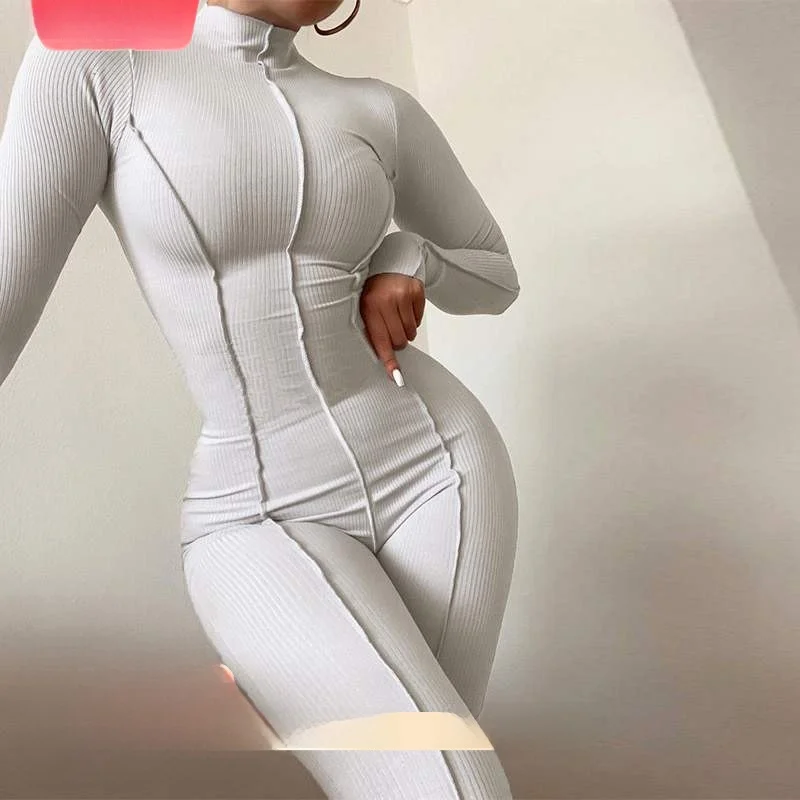 

High Need Sports Jumpsuit Tight Fit High Waist Color Suit Women's Faion Autumn Polyester Fabric