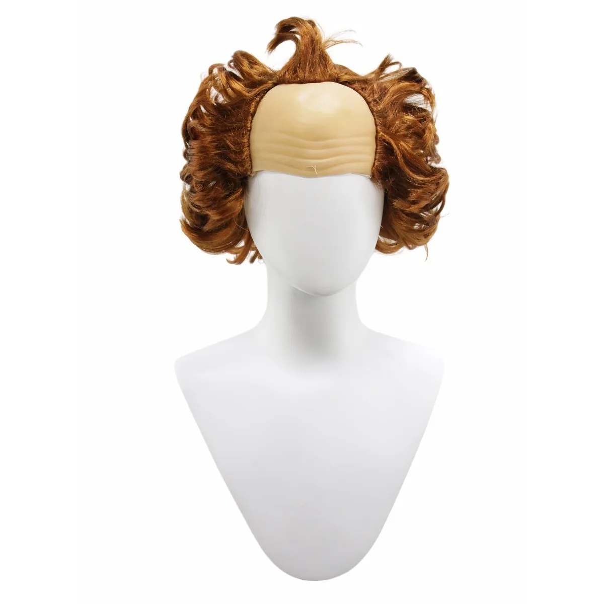 Brown Bald Cap Curly Synthetic Wig, Funny Old Man Style Hair for Halloween, Cosplay and Prank Costume