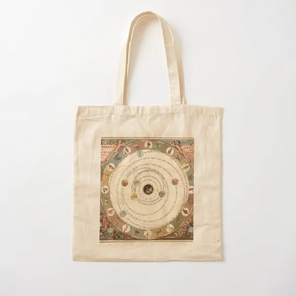 Vintage Zodiac Circle With Horoscope Cot  Canvas Bag Fabric Shoulder Bag Shopper Reusable Tote Designer Travel Foldable Women