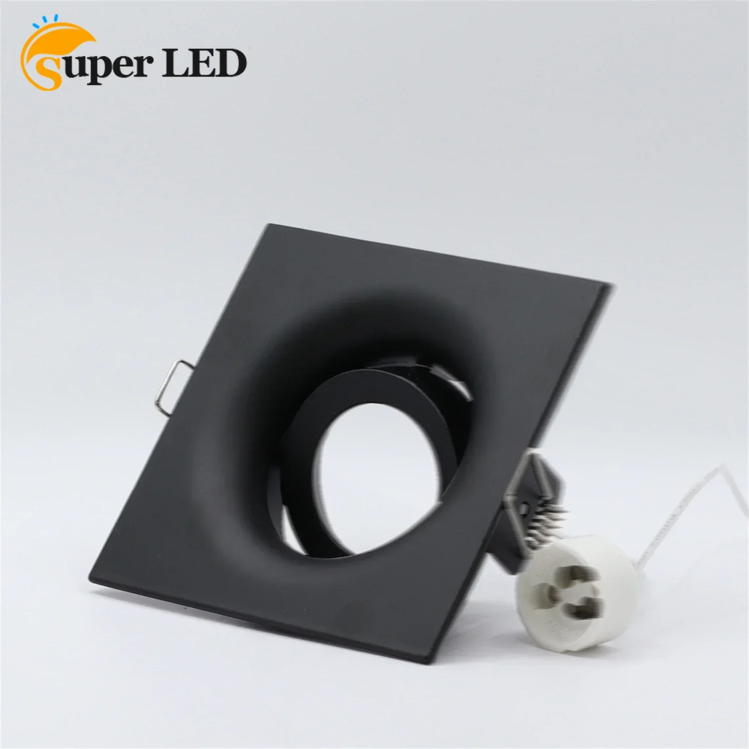 

5pcs Black Led Downlight Round Square Recessed Ceiling Spot Lamp Frame with GU10 Holder Spotlight Fitting Fixture for Balcony