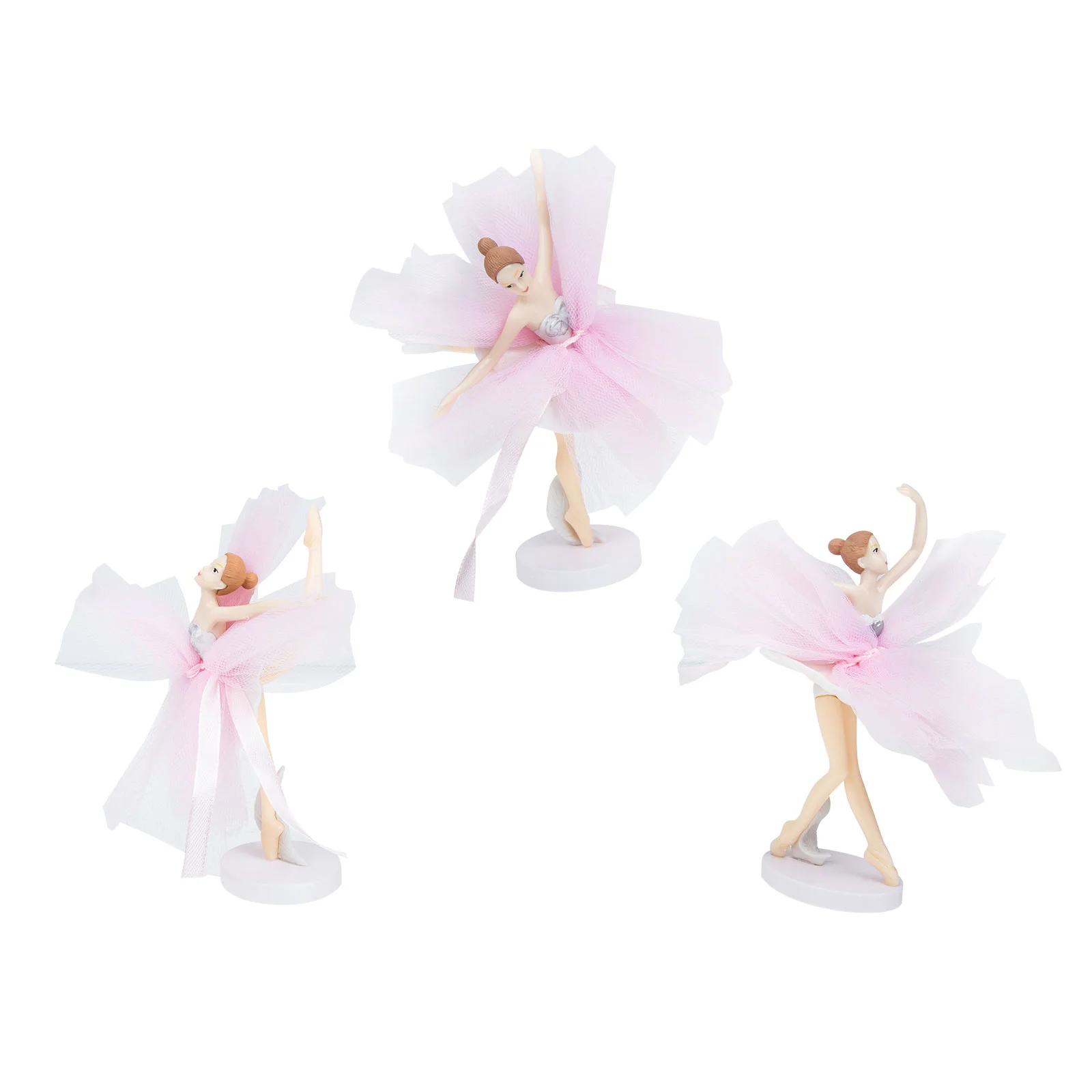 Ensemble d'accessoires d'anniversaire pour fille, décoration de gâteau, séparés euse de ballet 3D, 3 ensembles