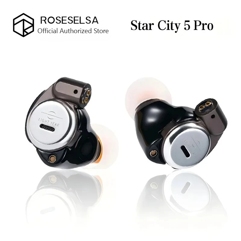 

ROSESELSA Star City 5 Pro 1DD+2BA Hybrid IEM Earphones Wired Earbuds HiFi in-Ear Earphones Detachable Cable for Audiophile