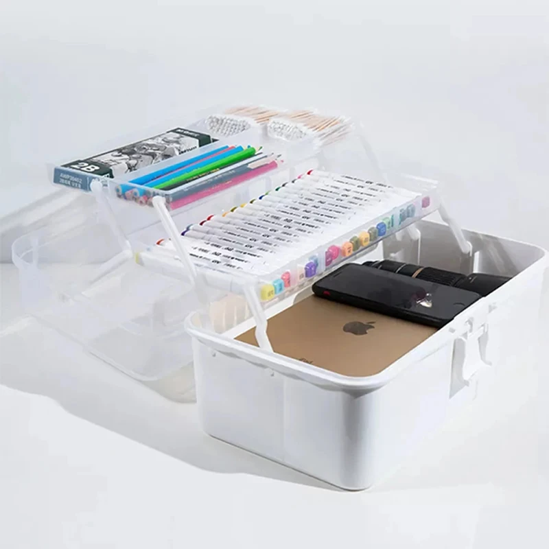 قطعة واحدة من صندوق تخزين مستحضرات التجميل المحمول مكون من 3 طبقات - مثالي للمنزل والسفر مثالي للتخزين: لوحات ظلال العيون البودرة المضغوطة