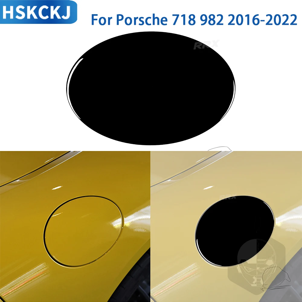 

For Porsche Boxster Cayman 718 982 2016-2022 Accessories Car Interior Fuel Tank Cover Panel Trim Sticker Gloss Black Plastic