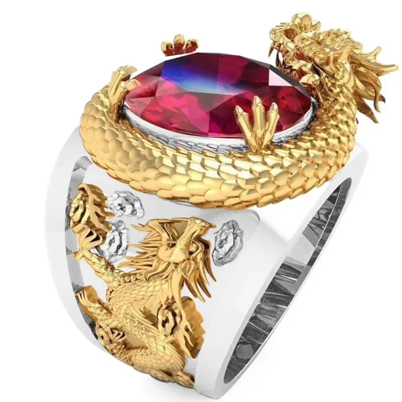 Hot-selling jewelry: 3D engraved powerful dragon ring, European and American style ring