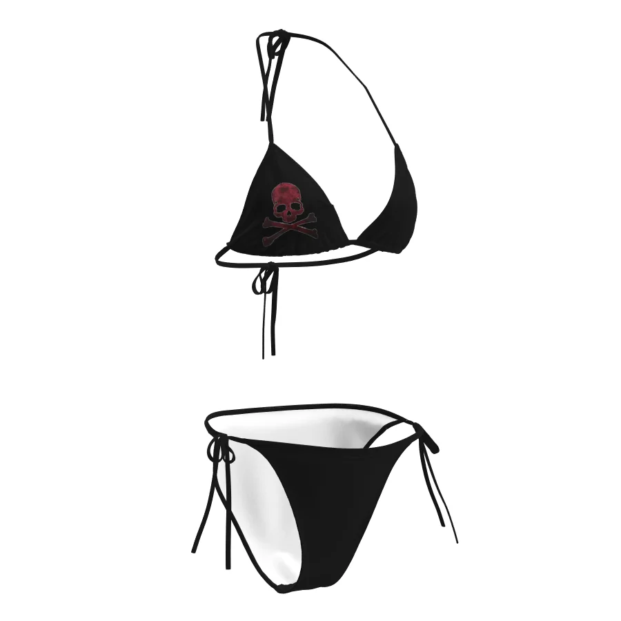 American retro dark punk Abi style skull print bikini millennium y2k hot spring vacation women's swimsuit