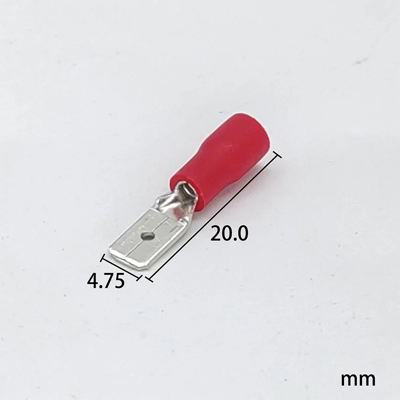 Red MDD1.25-(187) Brass Male Quick Disconnects Pre-insulated Terminal Cold Pressed Copper Nose