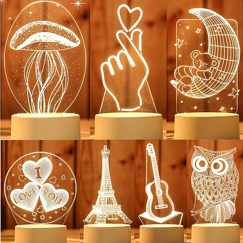 

Romantic Love 3D Acrylic Led Lamp for Home Children's Night Light Table Lamp Birthday Party Decor Valentine's Day Fairy Lamp