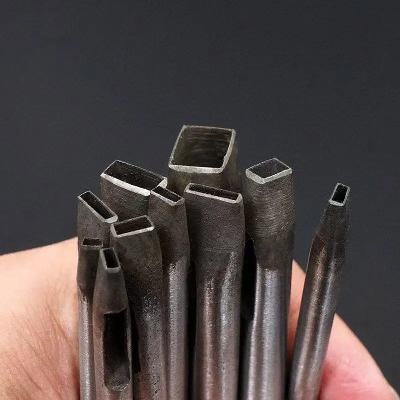 Furador de furos retangulares para artesanato em couro, cortador de furos oblongos para cintos, bolsas, furador em formato retangular.