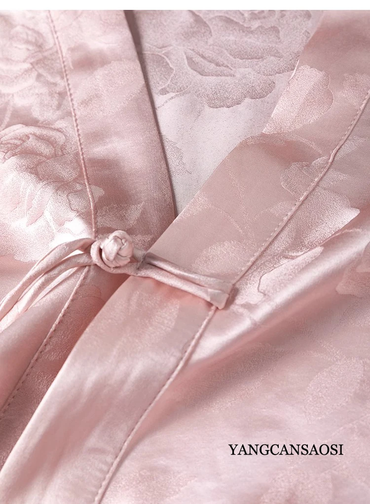 32MM Heavyweight 100% Natural Mulberry Silk Jacquard Satin Pink V-neck Off Shoulder Sleeves Irregular Hem Women's Fashion Shirt