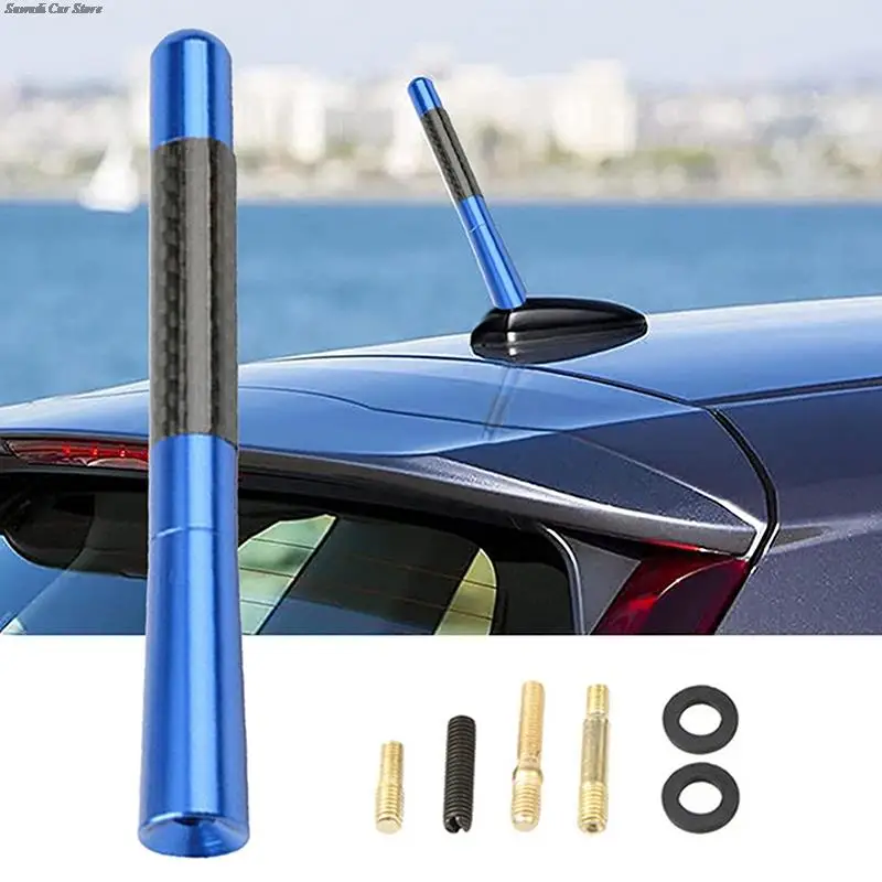 Universal Car Roof Antenna Enhanced Signal FM/AM Carbon Fiber Screw Metal Short Stubby Mast Car Radio Aerial Accessories