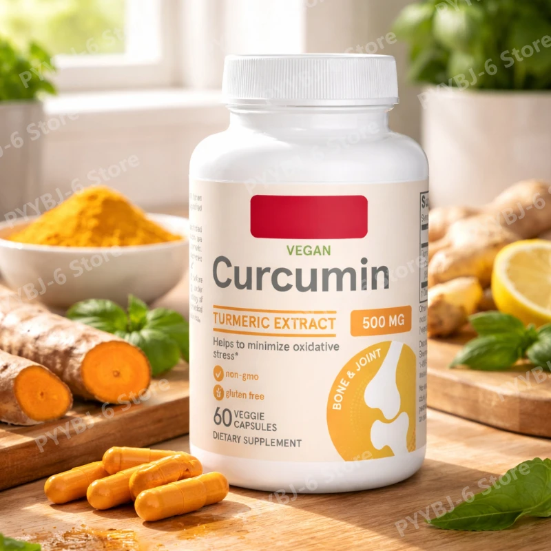 

Куркумин, экстракт куркумы 500 мг, для поддержки иммунитета и здоровья суставов, веганский, без ГМО, без глютена, 60 вегетарианских капсул для взрослых