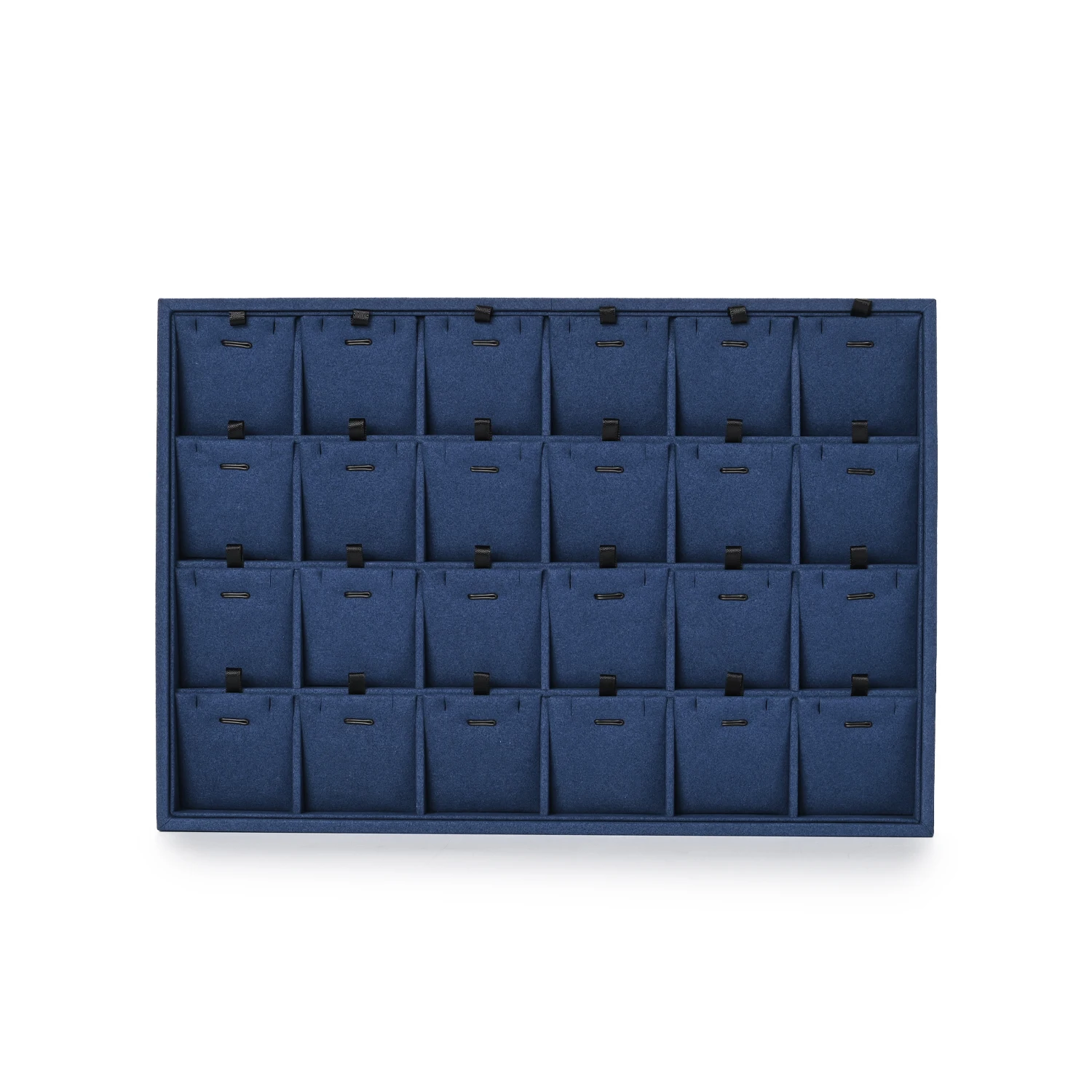 Oirlv Navy Blue Velvet Necklace and Pendant Storage Display Tray - 24Compartment Organizer with Slot Design for Jewelry Showcase