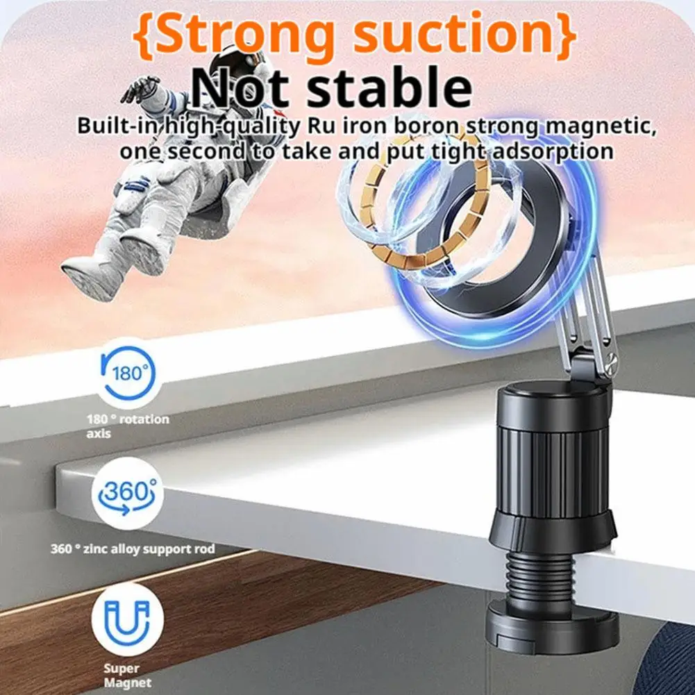 

Портативный магнитный держатель для телефона 360° ° Складная подставка для автомобильного кухонного стола, совместимая с планшетом iPhone Samsung