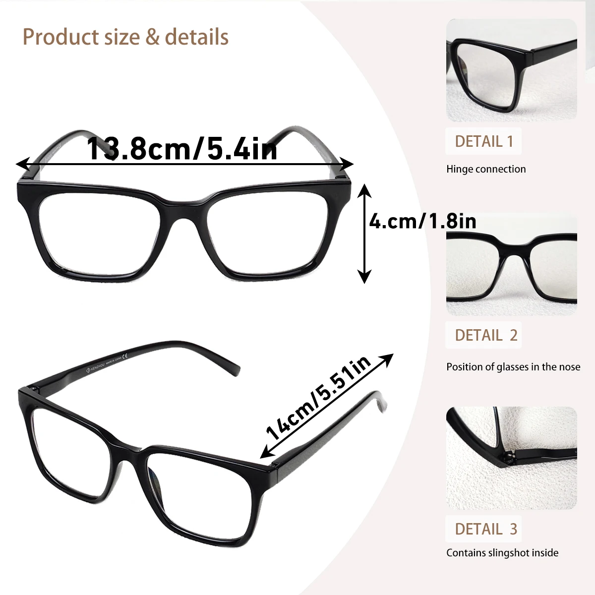 Progressive multifokale Lesebrille, photochrom, klare Sicht, quadratischer Rahmen, leicht zu tragen, stilvolles Erscheinungsbild, geeignet für Männer und Frauen. – Detail 2