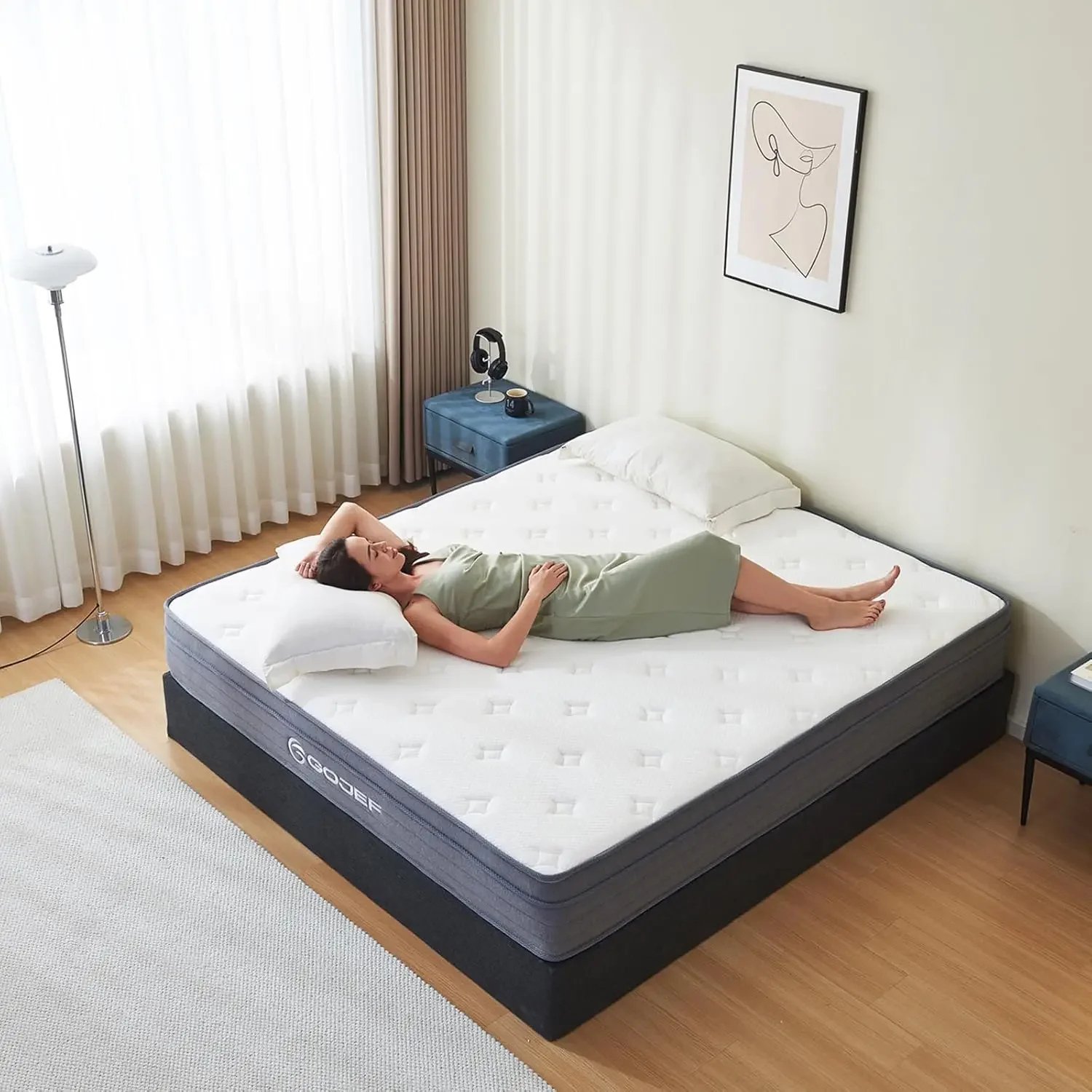 King Size Mattress  10 Inch King Mattress, Hybrid Mattress in a Box with Independent Spring  Soft and Comfortable