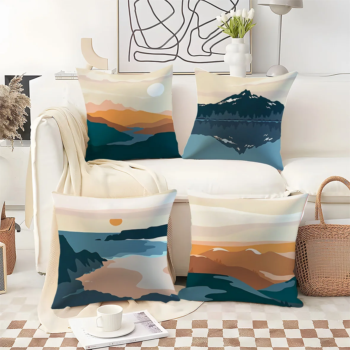 

Чехол для подушки с цифровой печатью в стиле бохо с геометрическими узорами, короткий плюш, подходит для гостиных, спален, диванов, декоративных подушек.