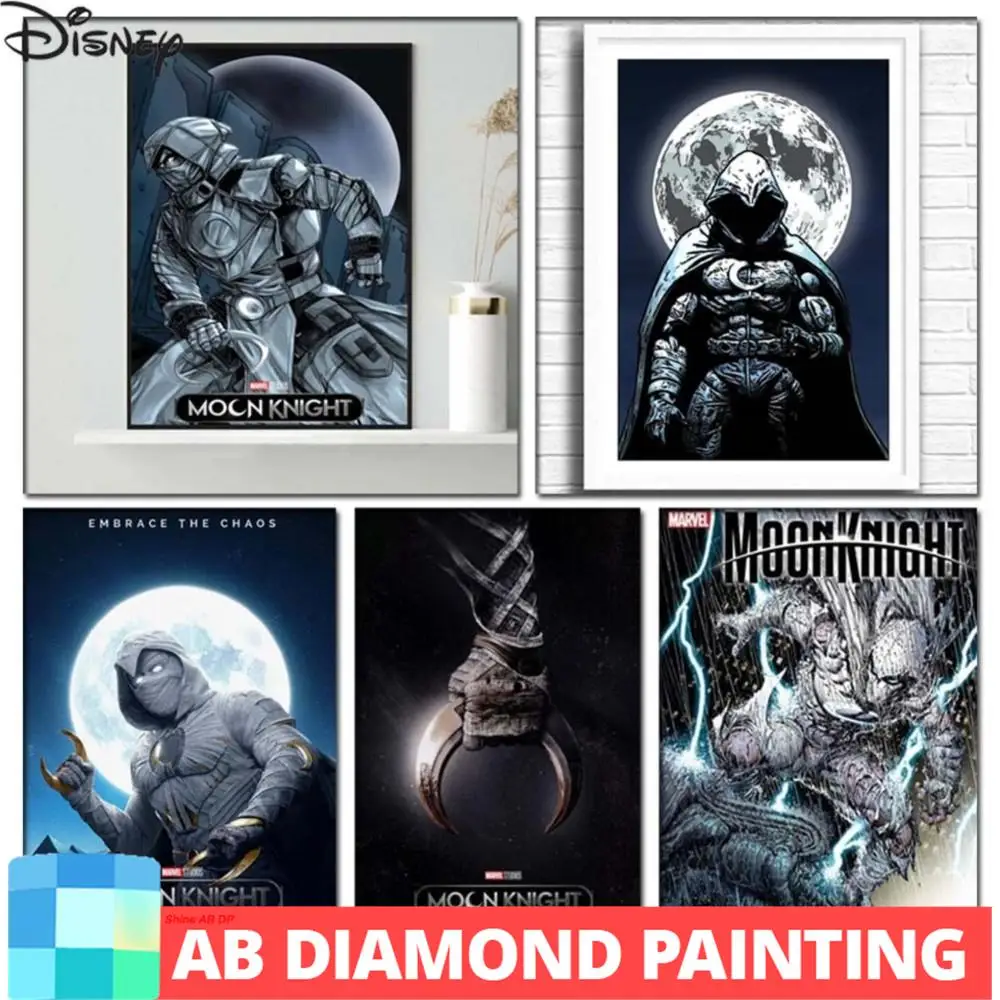 AB 5D DIY Diamond Painting Disney Marvel New Heroes Moon Knight Full Mosaic Embroidery Cross Stitch Kits Home Decor