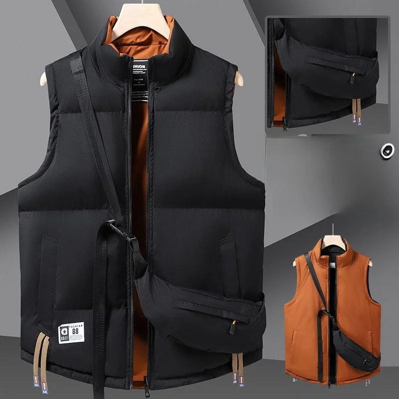 

Men's Thickened Hooded Cotton Vest Autumn Winter Workwear Jacket Sleeveless Casual Fashion Polyester Nylon Composite Fiber