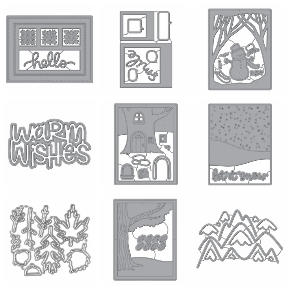 Winterrahmen gestanzt für die Kartenherstellung, Wort, Metall-Stanzformen, Prägeschablonen, Vorlage für DIY ScrapBooking, Dekor, Hochzeit